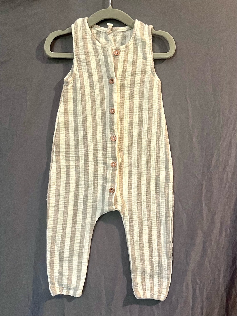 Quincy Mae Cream and Tan Baby Romper